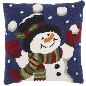Home For The Holiday Cheerful Snowman 18" x 18" Throw Pillow