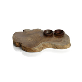Banda Teak Root Serving Board with Condiment Bowls