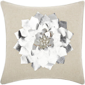 Home For The Holiday Metallic Flower 16" x 16" Throw Pillow