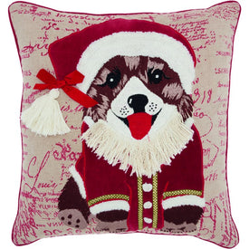 Home For The Holiday Santa Pup 18" x 18" Throw Pillow