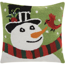 Home For The Holiday Snowman and Cardinal 18" x 18" Throw Pillow