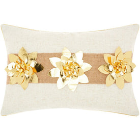 Home For The Holiday Metallic Flowers 12" x 18" Throw Pillow
