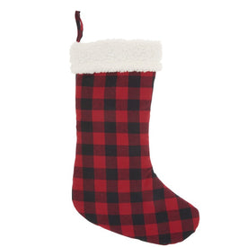 Home For The Holiday Red Buffalo Plaid 10" x 17" Christmas Stocking