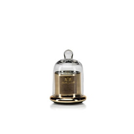 Small Golden Beach Scented Candle in Glass Jar with Bell Cloche