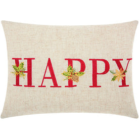 Home For The Holiday Happy 12" x 16" Throw Pillow