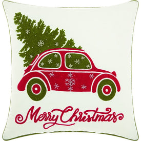 Home For The Holiday Merry Christmas Car 18" x 18" Throw Pillow