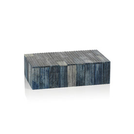 Prato Ribbed Blue Bone Inlay Decorative Box