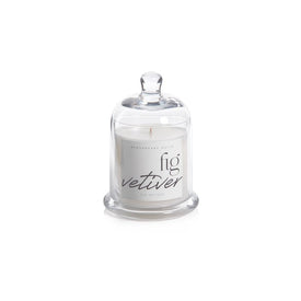 Black Fig Vetiver Scented Candle Jar with Glass Dome