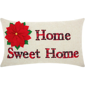 Home For The Holiday Poinsettia/Home Sweet Home 12" x 20" Throw Pillow