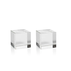 Jacy 3.5" Crystal Glass Straight Cubes Set of 2