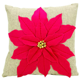 Home For The Holiday Poinsettia 17" x 17" Throw Pillow