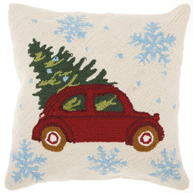 Home For The Holiday Car and Tree 18" x 18" Throw Pillow