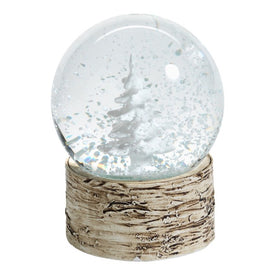 Small Sculptured White Tree Snow Globes on Birch Set of 2