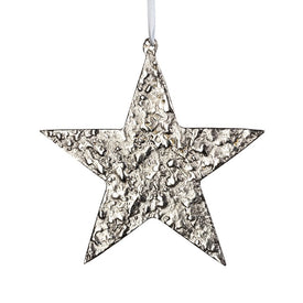 Small Raw Nickel Aluminum Star Christmas Ornaments Set of 6