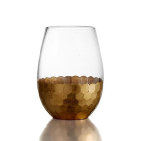 Vitorrio Stemless Gold Wine Glasses Set of 6