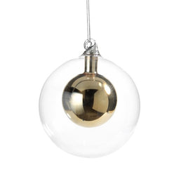 Small Double Glass Ball Ornaments Set of 6 - Gold