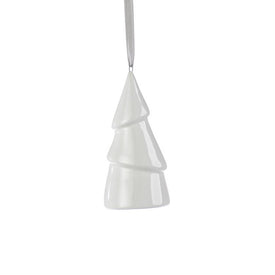 White Ceramic Cone Tree Hanging Ornaments Set of 8