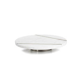 Mannara 12" Diameter White Marble Lazy Susan