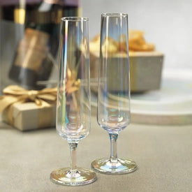 Festive Iridescent Champagne Flutes Set of 6