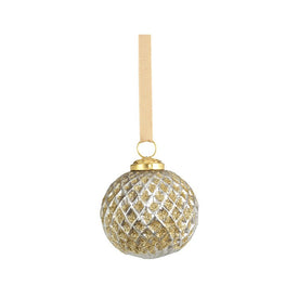 Beehive Silver with Gold Glitter Ball Ornaments Set of 6