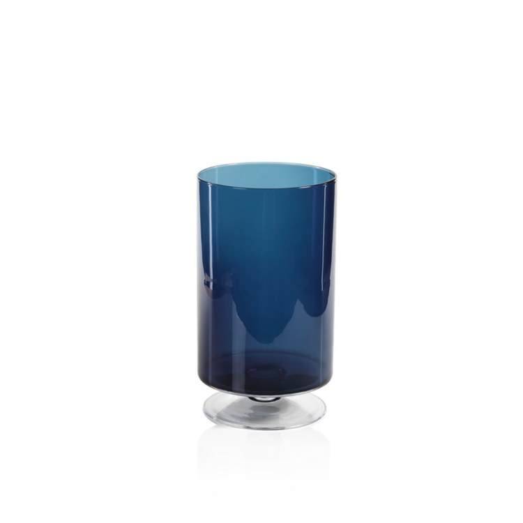 Algarve 13.5-Inch Tall Midnight Blue Hurricane On Footed Base