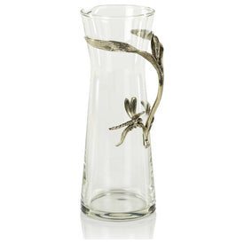 Dragonfly on Stalk Pewter and Glass Pitcher