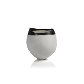 Tasso White Eclipse Vase with Black Rim