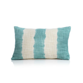 Naxos 12" x 20" Tie-Dye Blue Stripe Cotton Throw Pillow