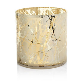 9.5" Gold-Plated Branch Design LED Glass Hurricane