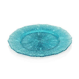 Exuma 12.75" Aqua Blue Glass Charger Plates Set of 6
