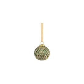 Beehive Green with Gold Glitter Ball Ornaments Set of 6