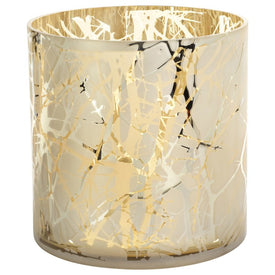 11.5" Gold-Plated Branch Design LED Glass Hurricane