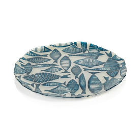 Exuma Blue and Silver Pearl Fish Platters Set of 6