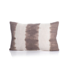 Naxos 12" x 20" Tie-Dye Gray Stripe Cotton Throw Pillow