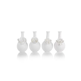 Cameo Long Neck Porcelain Bud Vases Set of 4