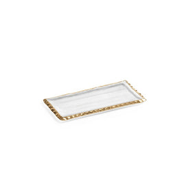 Cassiel Rectangular Trays with Jagged Gold Rim Set of 2