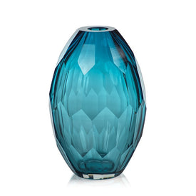 Nixie Hand-Cut Blue Glass Vase