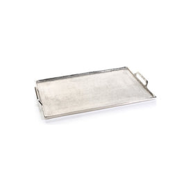 Rectangular Aluminum Tray with Handles - Silver