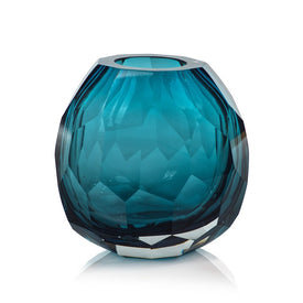 Nixie Hand-Cut Blue Glass Vase