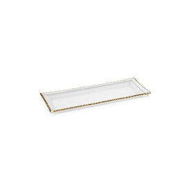 Cassiel Rectangular Trays with Jagged Gold Rim Set of 2