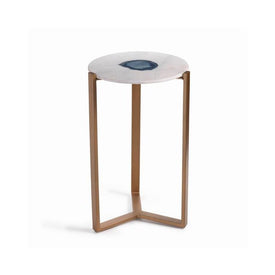 Caspian 20" High Agate and Marble Inlay Accent Table