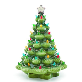 Treasured Traditions Green Light-Up Tree Figurine