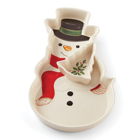 Holiday Entertaining Snowman Chip and Dip Server