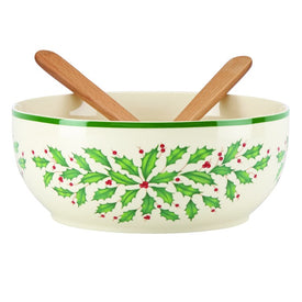 Holiday Salad Bowl with Two Servers