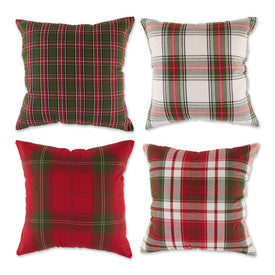 Traditional Christmas Plaid 18" x 18" Throw Pillow Covers Set of 4 - Assorted