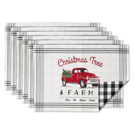 Tree Farm Truck/Buffalo Check Reversible Printed Placemats Set of 6