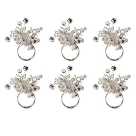 Silver Multi Bead Napkin Rings Set of 6