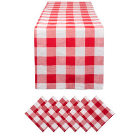 Buffalo Check 14" x 108" Table Runner - Red and White