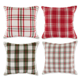Farmhouse Christmas Plaid 18" x 18" Throw Pillow Covers Set of 4 - Assorted
