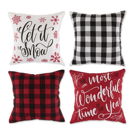 Buffalo Check and Christmas Print 18" x 18" Throw Pillow Covers Set of 4 - Assorted